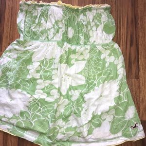 Green and white strapless top